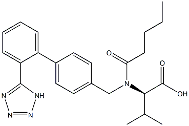 N-(1-Oxopentyl)-N-[[2'-(1H-tetrazol-5-yl)-[1,1'-biphenyl]-4-yl]methyl]-D-valine Struktur