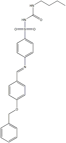 [4-({(E)-[4-(benzyloxy)phenyl]methylidene}amino)phenyl]{[(butylamino)carbonyl]amino}dioxo-lambda~6~-sulfane 化学構造式