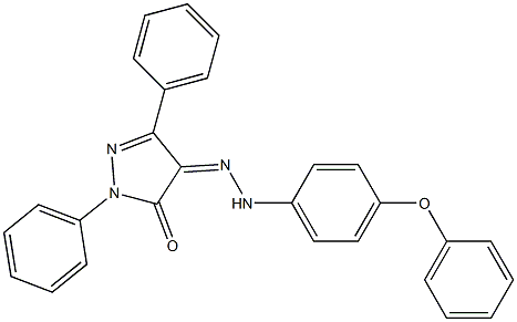 1,3-diphenyl-1H-pyrazole-4,5-dione 4-[N-(4-phenoxyphenyl)hydrazone] 化学構造式