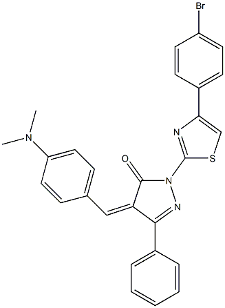 1-[4-(4-bromophenyl)-1,3-thiazol-2-yl]-4-{(Z)-[4-(dimethylamino)phenyl]methylidene}-3-phenyl-1H-pyrazol-5-one Structure