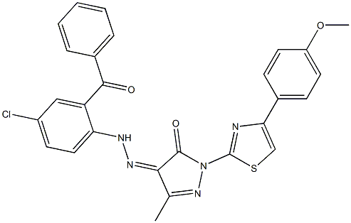 1-[4-(4-methoxyphenyl)-1,3-thiazol-2-yl]-3-methyl-1H-pyrazole-4,5-dione 4-[N-(2-benzoyl-4-chlorophenyl)hydrazone]|