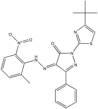  1-[4-(tert-butyl)-1,3-thiazol-2-yl]-3-phenyl-1H-pyrazole-4,5-dione 4-[N-(2-methyl-6-nitrophenyl)hydrazone]