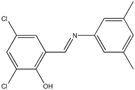 2,4-dichloro-6-{[(3,5-dimethylphenyl)imino]methyl}phenol,,结构式