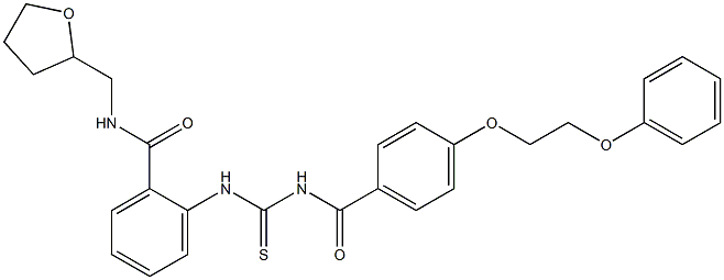 2-[({[4-(2-phenoxyethoxy)benzoyl]amino}carbothioyl)amino]-N-(tetrahydro-2-furanylmethyl)benzamide 结构式