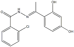 2-chloro-N'-[(E)-1-(2,4-dihydroxyphenyl)ethylidene]benzohydrazide 化学構造式