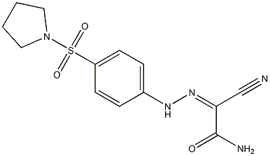 2-cyano-2-{(Z)-2-[4-(1-pyrrolidinylsulfonyl)phenyl]hydrazono}acetamide 结构式