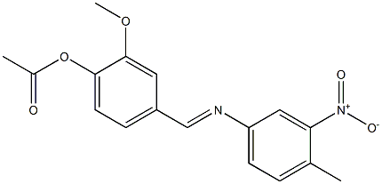 2-methoxy-4-{[(4-methyl-3-nitrophenyl)imino]methyl}phenyl acetate 化学構造式