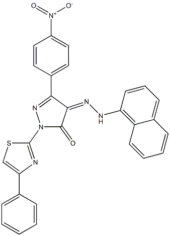 3-(4-nitrophenyl)-1-(4-phenyl-1,3-thiazol-2-yl)-1H-pyrazole-4,5-dione 4-[N-(1-naphthyl)hydrazone] Struktur