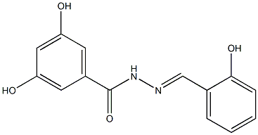 3,5-dihydroxy-N'-[(E)-(2-hydroxyphenyl)methylidene]benzohydrazide Struktur