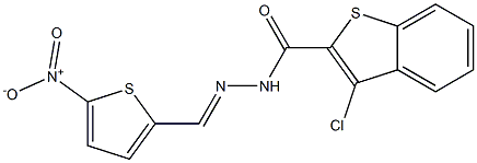 3-chloro-N'-[(E)-(5-nitro-2-thienyl)methylidene]-1-benzothiophene-2-carbohydrazide Struktur