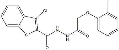 3-chloro-N'-[2-(2-methylphenoxy)acetyl]-1-benzothiophene-2-carbohydrazide Structure