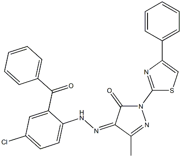  3-methyl-1-(4-phenyl-1,3-thiazol-2-yl)-1H-pyrazole-4,5-dione 4-[N-(2-benzoyl-4-chlorophenyl)hydrazone]