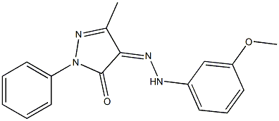 3-methyl-1-phenyl-1H-pyrazole-4,5-dione 4-[N-(3-methoxyphenyl)hydrazone] Struktur