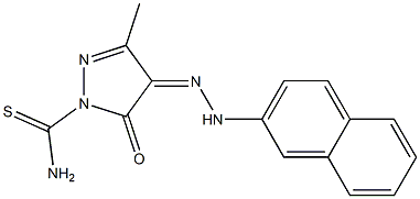 3-methyl-4-[(E)-2-(2-naphthyl)hydrazono]-5-oxo-4,5-dihydro-1H-pyrazole-1-carbothioamide Struktur