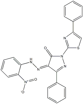 3-phenyl-1-(4-phenyl-1,3-thiazol-2-yl)-1H-pyrazole-4,5-dione 4-[N-(2-nitrophenyl)hydrazone] Structure