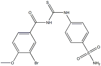 4-({[(3-bromo-4-methoxybenzoyl)amino]carbothioyl}amino)benzenesulfonamide,,结构式