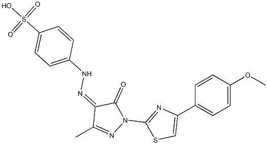 4-(2-{1-[4-(4-methoxyphenyl)-1,3-thiazol-2-yl]-3-methyl-5-oxo-1,5-dihydro-4H-pyrazol-4-ylidene}hydrazino)benzenesulfonic acid 化学構造式