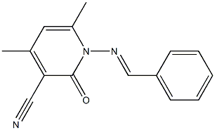 4,6-dimethyl-2-oxo-1-{[(E)-phenylmethylidene]amino}-1,2-dihydro-3-pyridinecarbonitrile 结构式