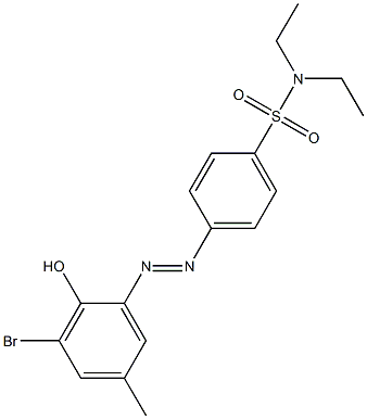 4-[(E)-2-(3-bromo-2-hydroxy-5-methylphenyl)diazenyl]-N,N-diethylbenzenesulfonamide Struktur
