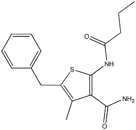 5-benzyl-2-(butyrylamino)-4-methyl-3-thiophenecarboxamide Structure