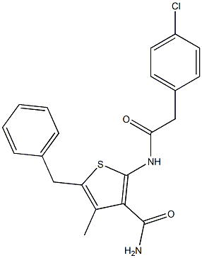 5-benzyl-2-{[2-(4-chlorophenyl)acetyl]amino}-4-methyl-3-thiophenecarboxamide Structure