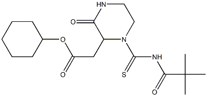 cyclohexyl 2-(1-{[(2,2-dimethylpropanoyl)amino]carbothioyl}-3-oxo-2-piperazinyl)acetate Structure