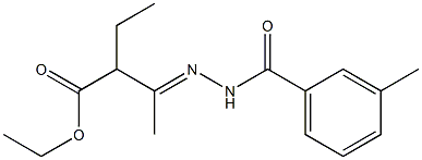 ethyl 2-ethyl-3-[(E)-2-(3-methylbenzoyl)hydrazono]butanoate Structure