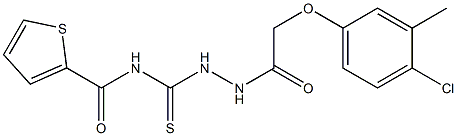 N-({2-[2-(4-chloro-3-methylphenoxy)acetyl]hydrazino}carbothioyl)-2-thiophenecarboxamide Structure