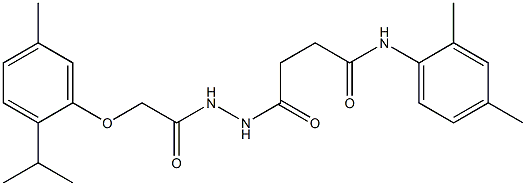 N-(2,4-dimethylphenyl)-4-{2-[2-(2-isopropyl-5-methylphenoxy)acetyl]hydrazino}-4-oxobutanamide 结构式