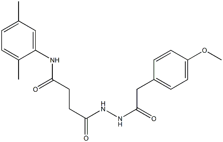 N-(2,5-dimethylphenyl)-4-{2-[2-(4-methoxyphenyl)acetyl]hydrazino}-4-oxobutanamide 化学構造式