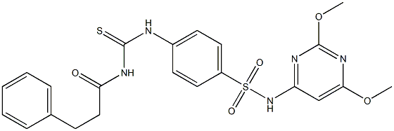 N-(2,6-dimethoxy-4-pyrimidinyl)-4-({[(3-phenylpropanoyl)amino]carbothioyl}amino)benzenesulfonamide,,结构式