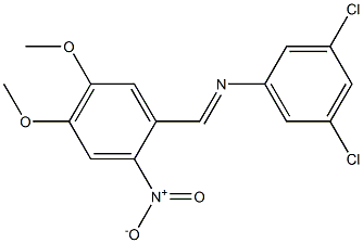 3,5-dichloro-N-[(E)-(4,5-dimethoxy-2-nitrophenyl)methylidene]aniline Struktur