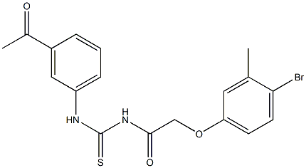 N-(3-acetylphenyl)-N'-[2-(4-bromo-3-methylphenoxy)acetyl]thiourea Struktur