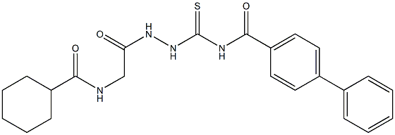 N-[(2-{2-[(cyclohexylcarbonyl)amino]acetyl}hydrazino)carbothioyl][1,1'-biphenyl]-4-carboxamide Structure