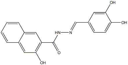 N'-[(E)-(3,4-dihydroxyphenyl)methylidene]-3-hydroxy-2-naphthohydrazide 化学構造式