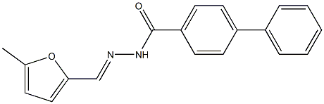 N'-[(E)-(5-methyl-2-furyl)methylidene][1,1'-biphenyl]-4-carbohydrazide 化学構造式