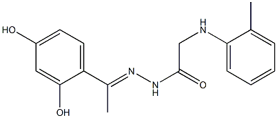 N'-[(E)-1-(2,4-dihydroxyphenyl)ethylidene]-2-(2-toluidino)acetohydrazide 化学構造式