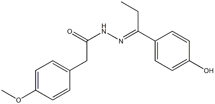 N'-[(E)-1-(4-hydroxyphenyl)propylidene]-2-(4-methoxyphenyl)acetohydrazide,,结构式