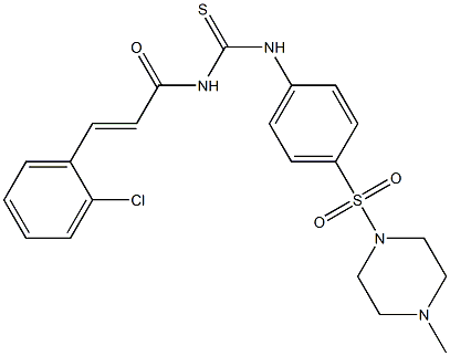 N-[(E)-3-(2-chlorophenyl)-2-propenoyl]-N'-{4-[(4-methyl-1-piperazinyl)sulfonyl]phenyl}thiourea,,结构式