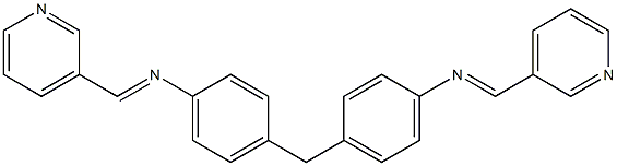 N-[(E)-3-pyridinylmethylidene]-N-[4-(4-{[(E)-3-pyridinylmethylidene]amino}benzyl)phenyl]amine Struktur