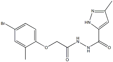 N'-[2-(4-bromo-2-methylphenoxy)acetyl]-3-methyl-1H-pyrazole-5-carbohydrazide Structure