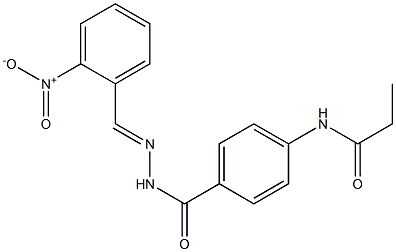 N-[4-({2-[(E)-(2-nitrophenyl)methylidene]hydrazino}carbonyl)phenyl]propanamide Struktur