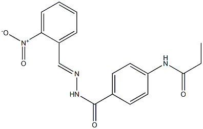 N-[4-({2-[(E)-(2-nitrophenyl)methylidene]hydrazino}carbonyl)phenyl]propanamide 化学構造式