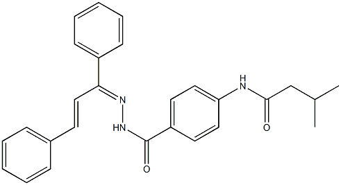 N-[4-({2-[(Z,2E)-1,3-diphenyl-2-propenylidene]hydrazino}carbonyl)phenyl]-3-methylbutanamide Structure