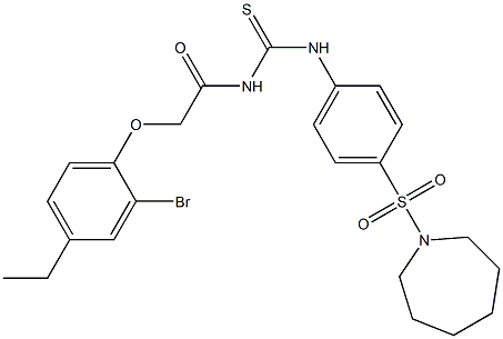 N-[4-(1-azepanylsulfonyl)phenyl]-N'-[2-(2-bromo-4-ethylphenoxy)acetyl]thiourea 结构式