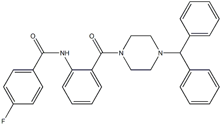 N-{2-[(4-benzhydryl-1-piperazinyl)carbonyl]phenyl}-4-fluorobenzamide 结构式