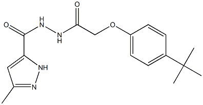 N'-{2-[4-(tert-butyl)phenoxy]acetyl}-3-methyl-1H-pyrazole-5-carbohydrazide 化学構造式