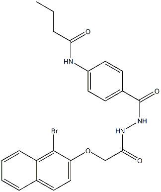 N-{4-[(2-{2-[(1-bromo-2-naphthyl)oxy]acetyl}hydrazino)carbonyl]phenyl}butanamide 结构式