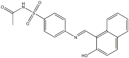 N-acetyl-4-{[(E)-(2-hydroxy-1-naphthyl)methylidene]amino}benzenesulfonamide Struktur