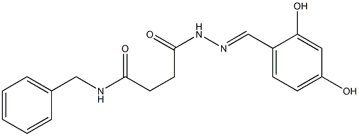 N-benzyl-4-{2-[(E)-(2,4-dihydroxyphenyl)methylidene]hydrazino}-4-oxobutanamide 结构式